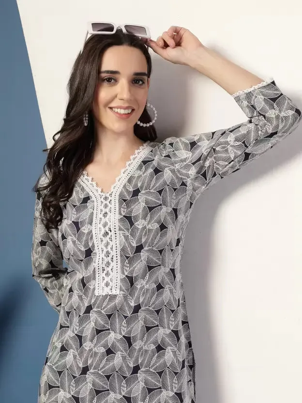 Sophisticated Grey Printed Kurta