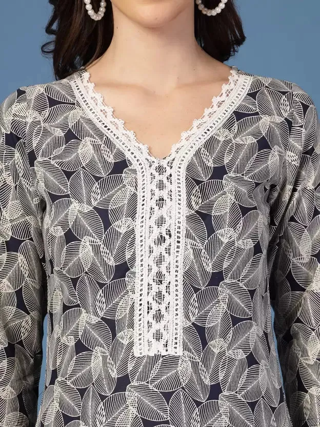 Sophisticated Grey Printed Kurta