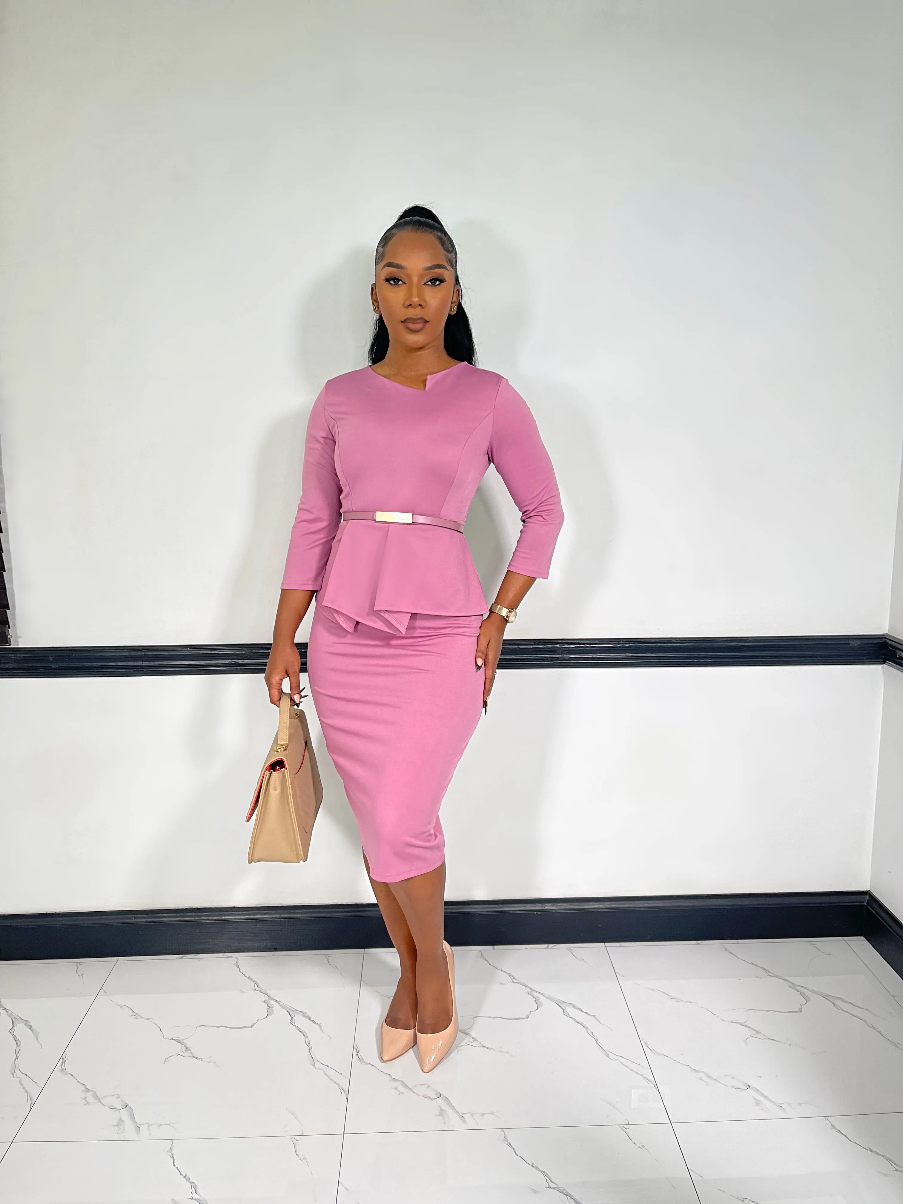 Sophisticated Muse Midi Dress-Light Purple