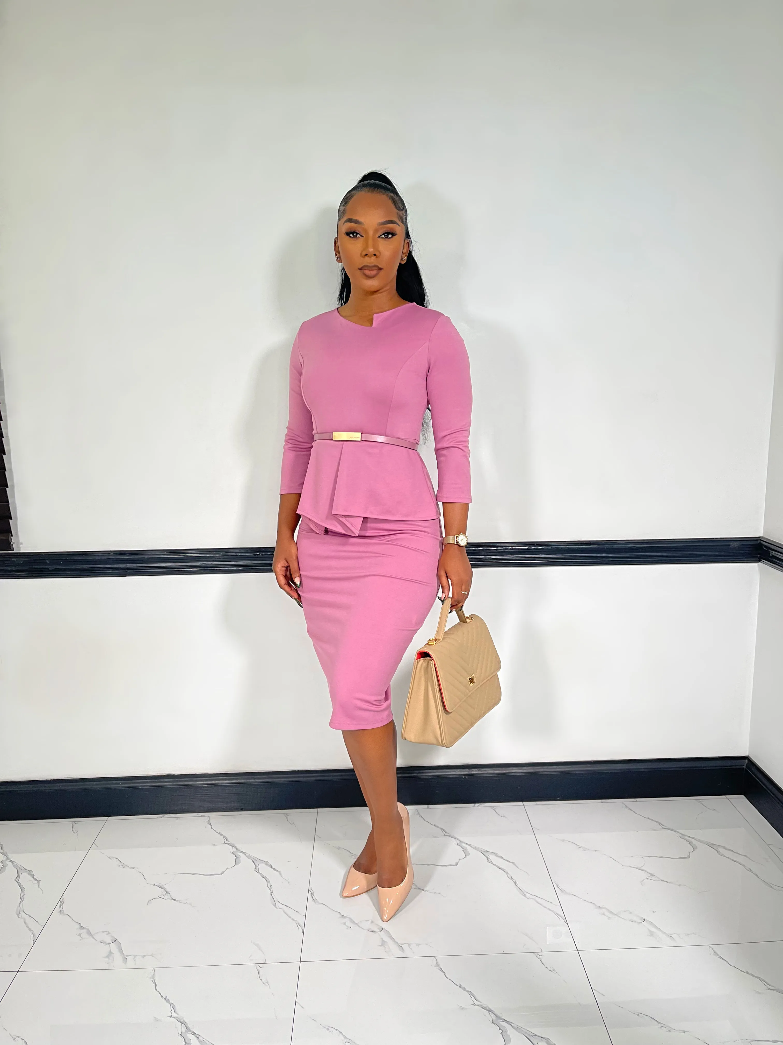 Sophisticated Muse Midi Dress-Light Purple