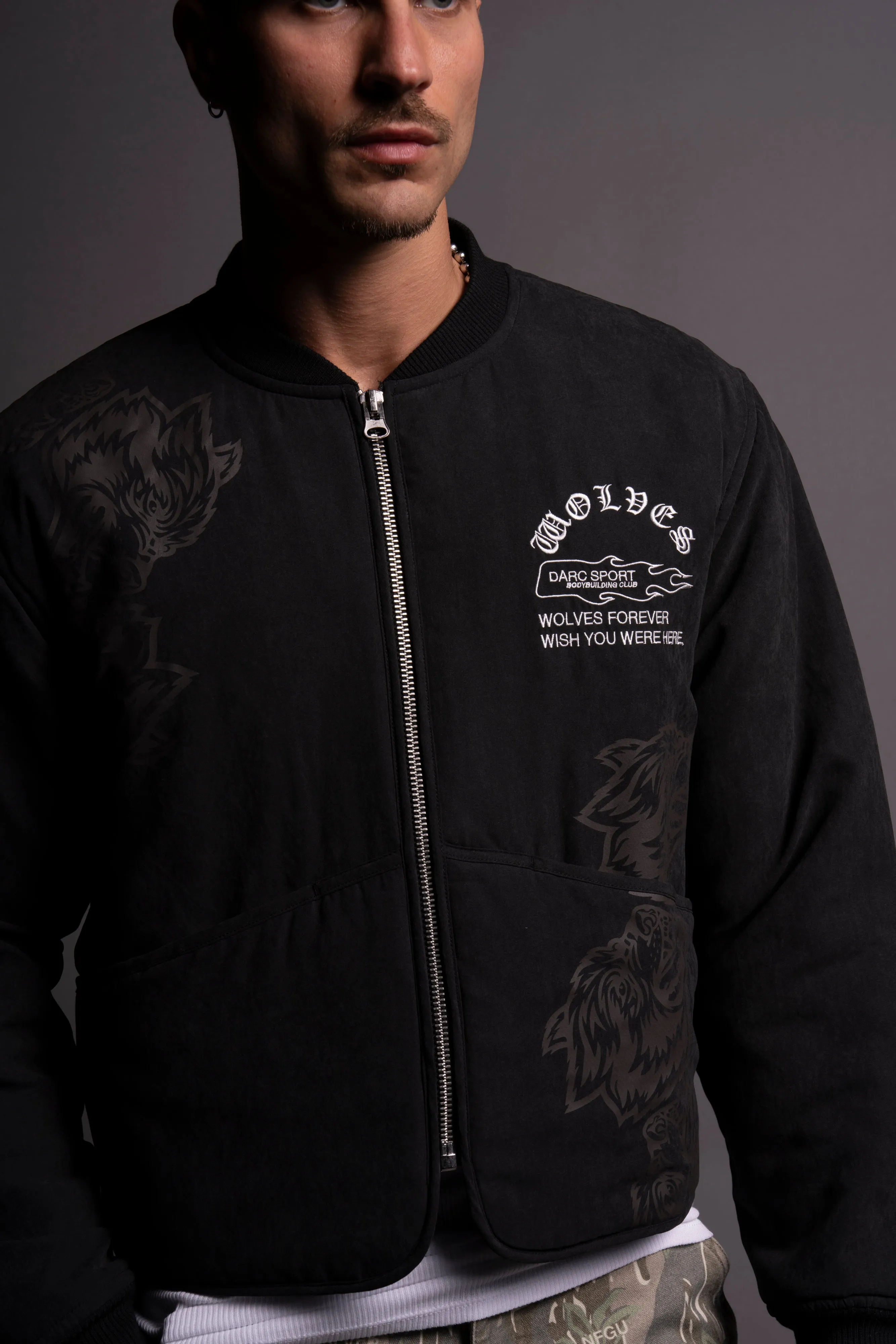 Surrounded By Family Boxy Darco Quilted Jacket in Black