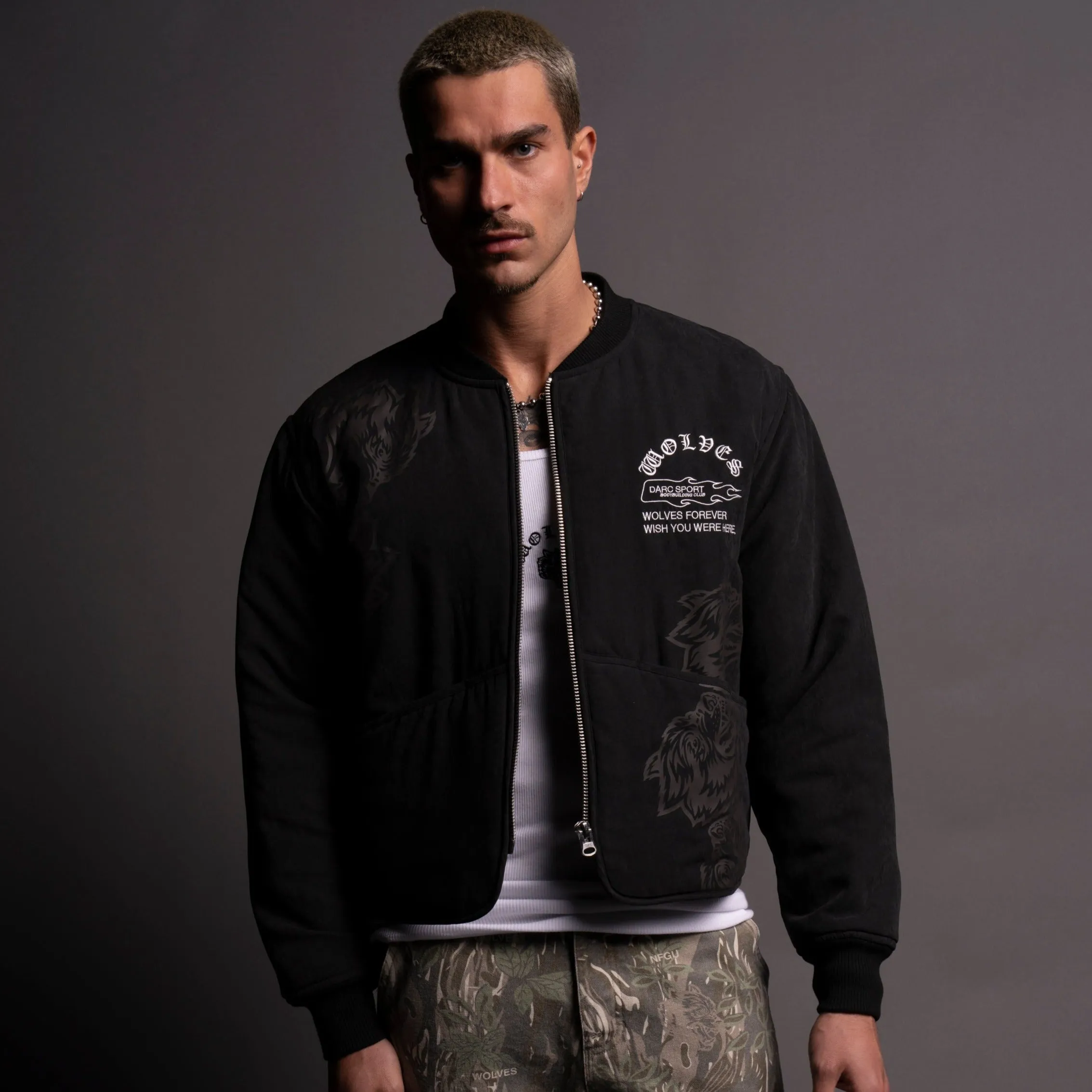 Surrounded By Family Boxy Darco Quilted Jacket in Black