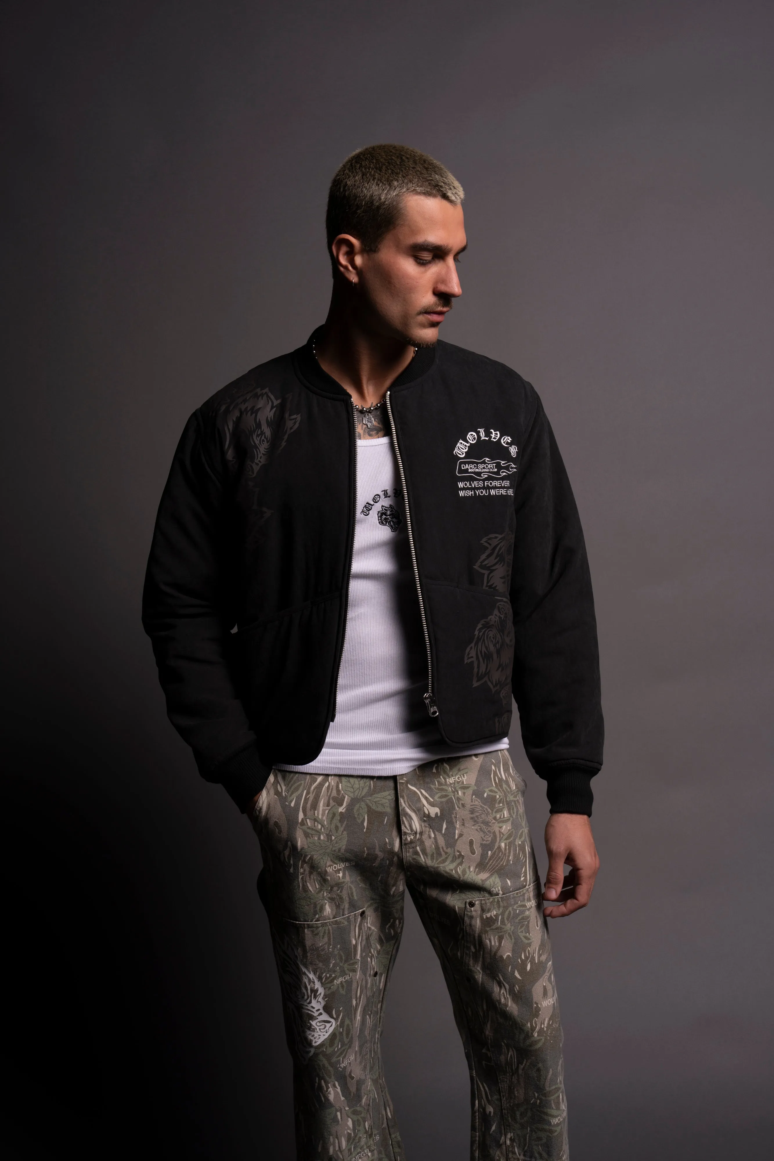 Surrounded By Family Boxy Darco Quilted Jacket in Black