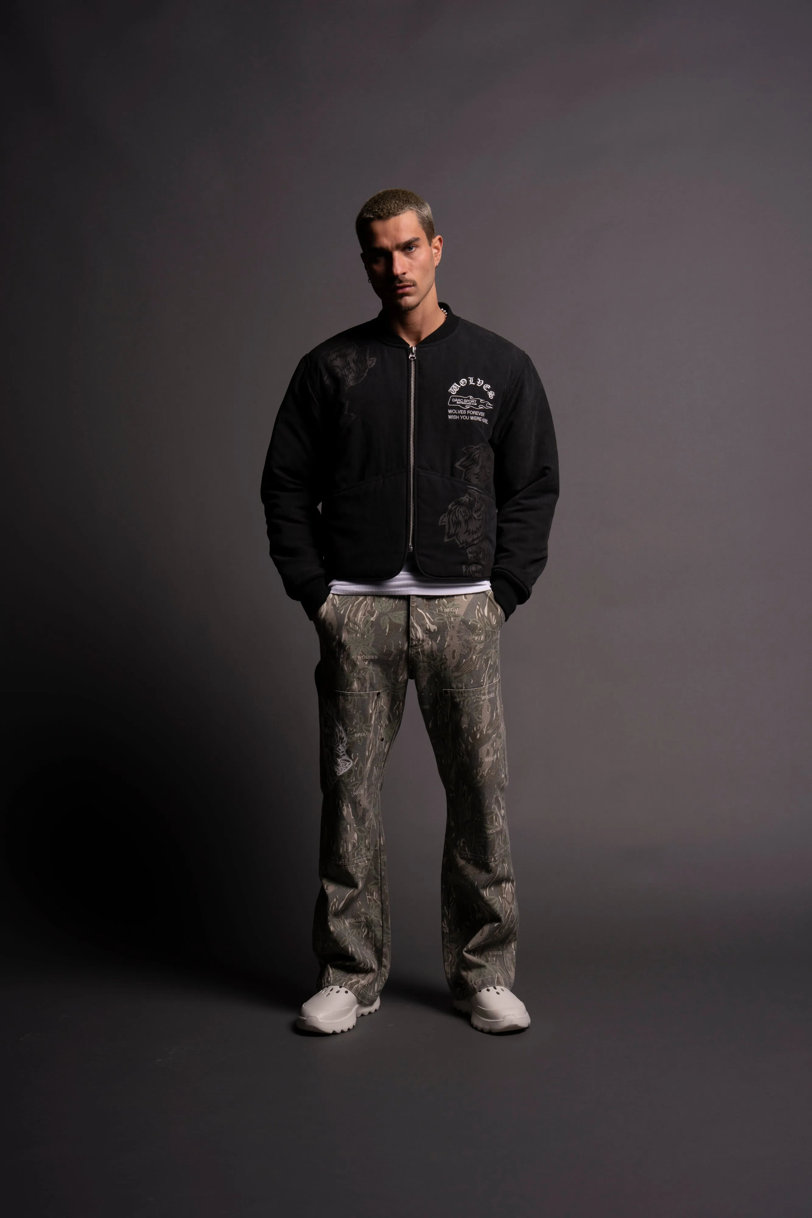 Surrounded By Family Boxy Darco Quilted Jacket in Black