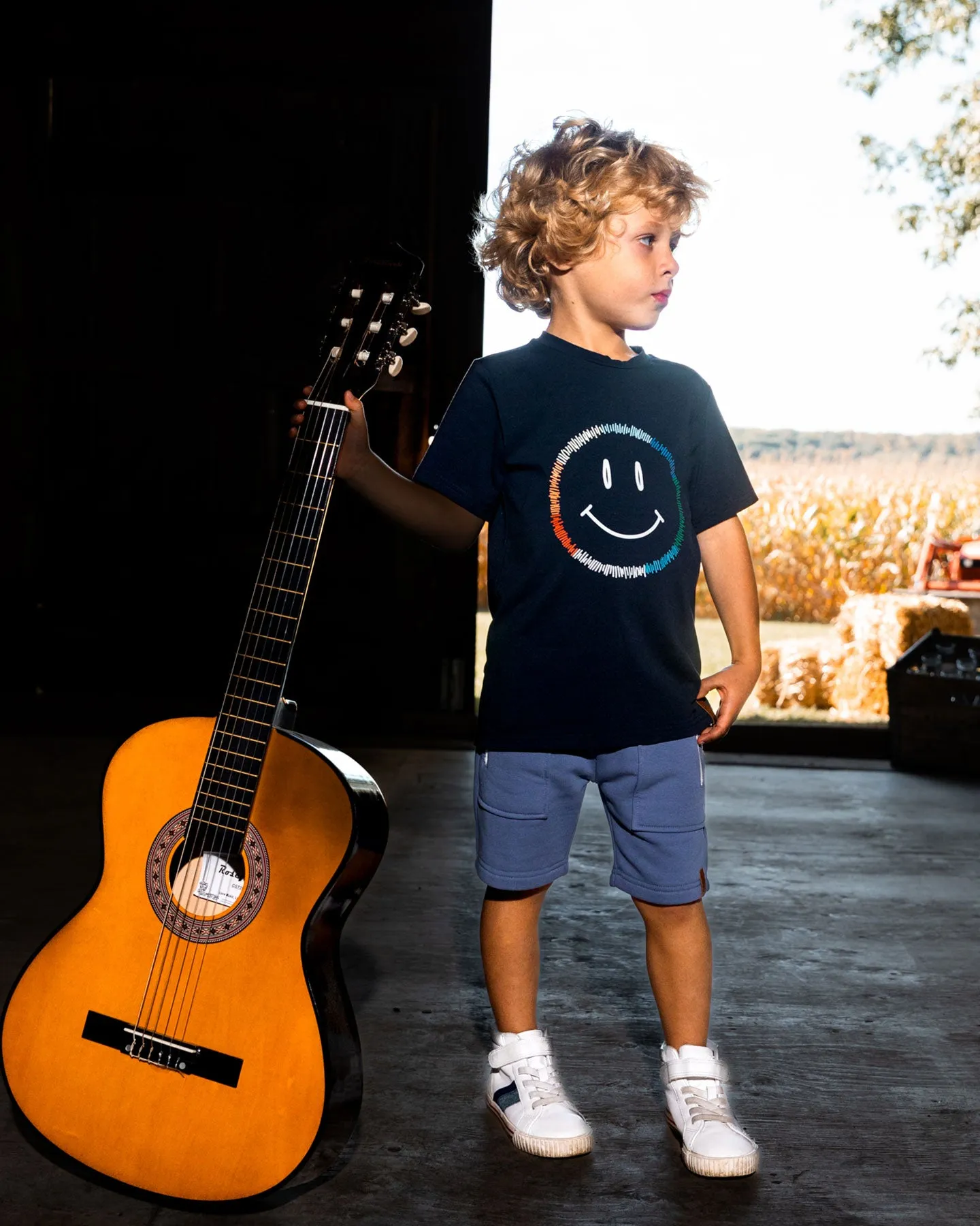 tee s/s stitched smiley - peacoat-481