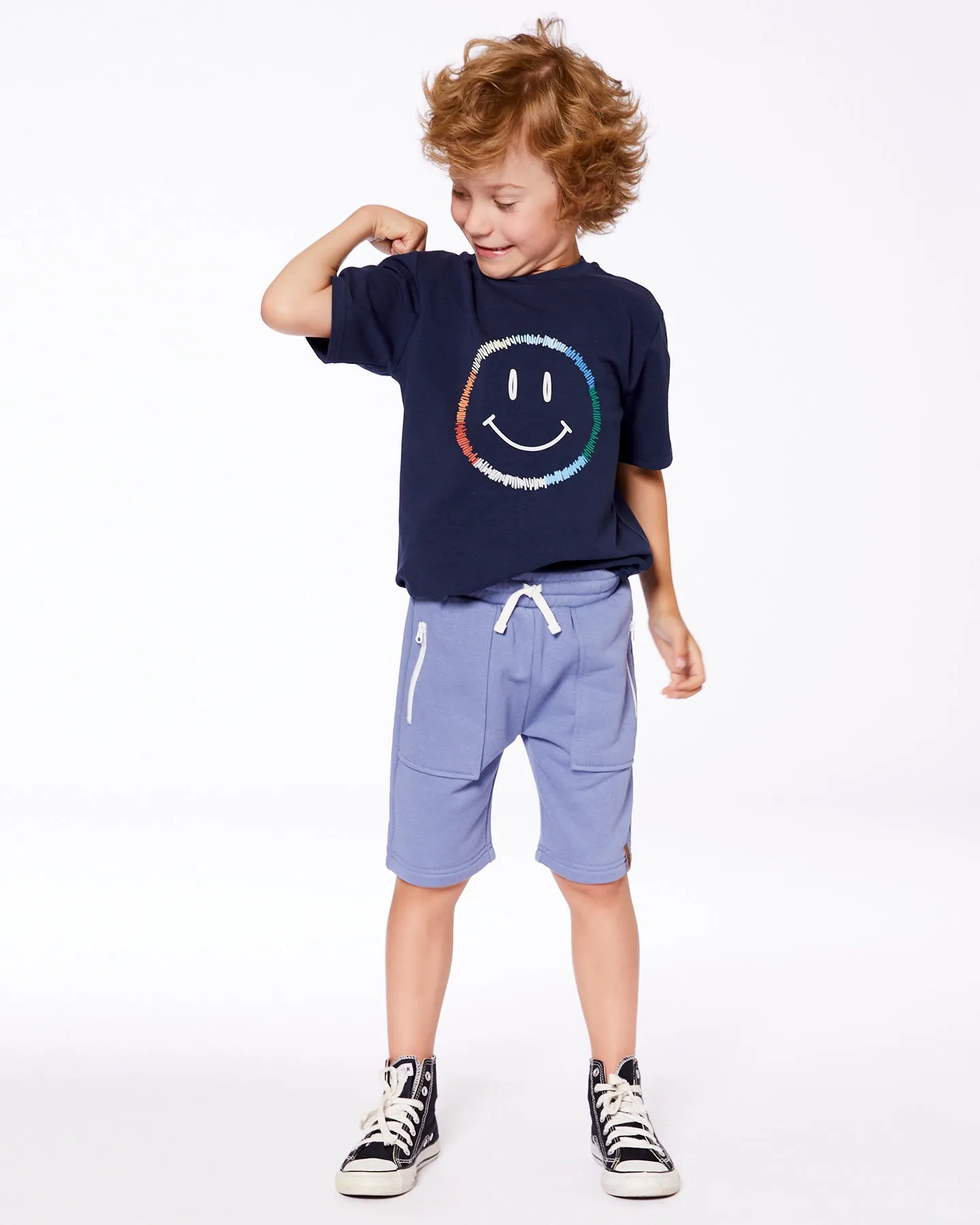 tee s/s stitched smiley - peacoat-481
