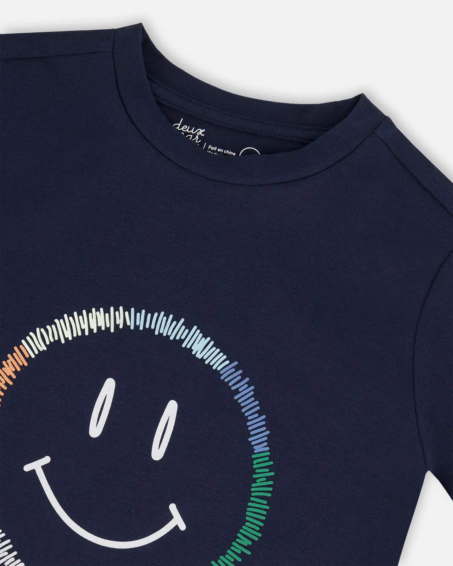 tee s/s stitched smiley - peacoat-481