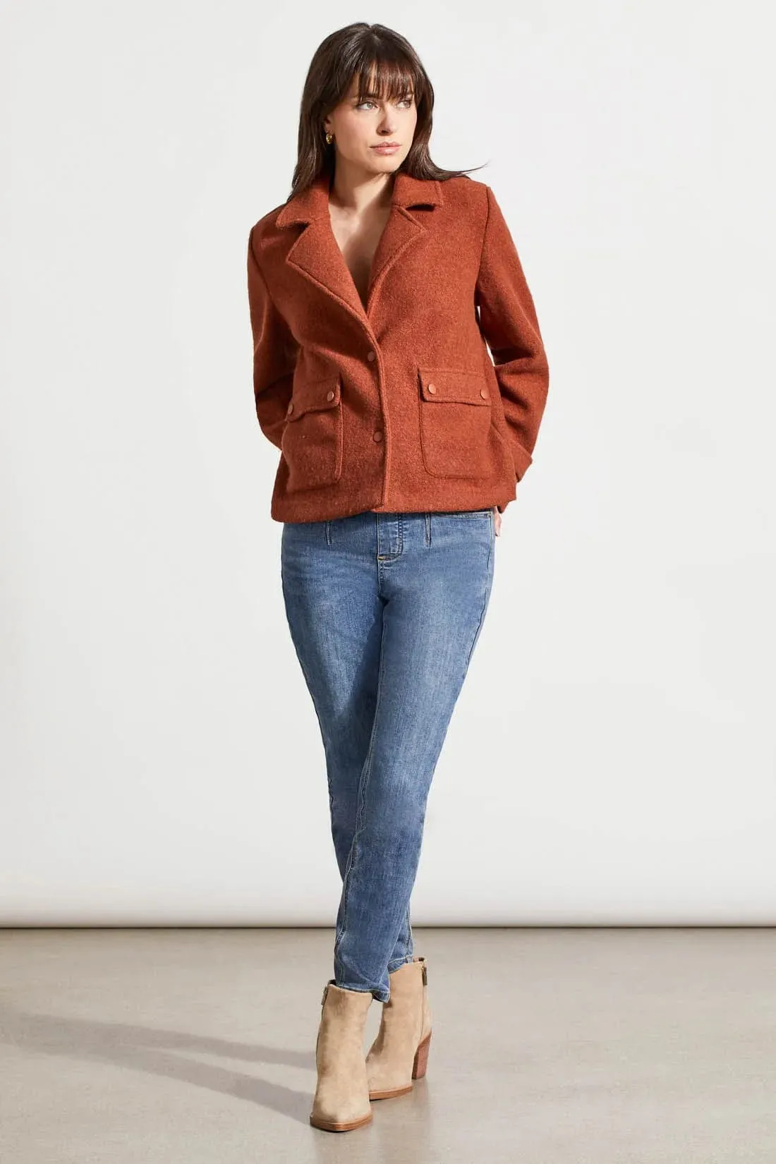 TRIBAL BOILED WOOL PEACOAT WITH SIDE PATCH POCKETS - Assorted Colours - 55810-4856