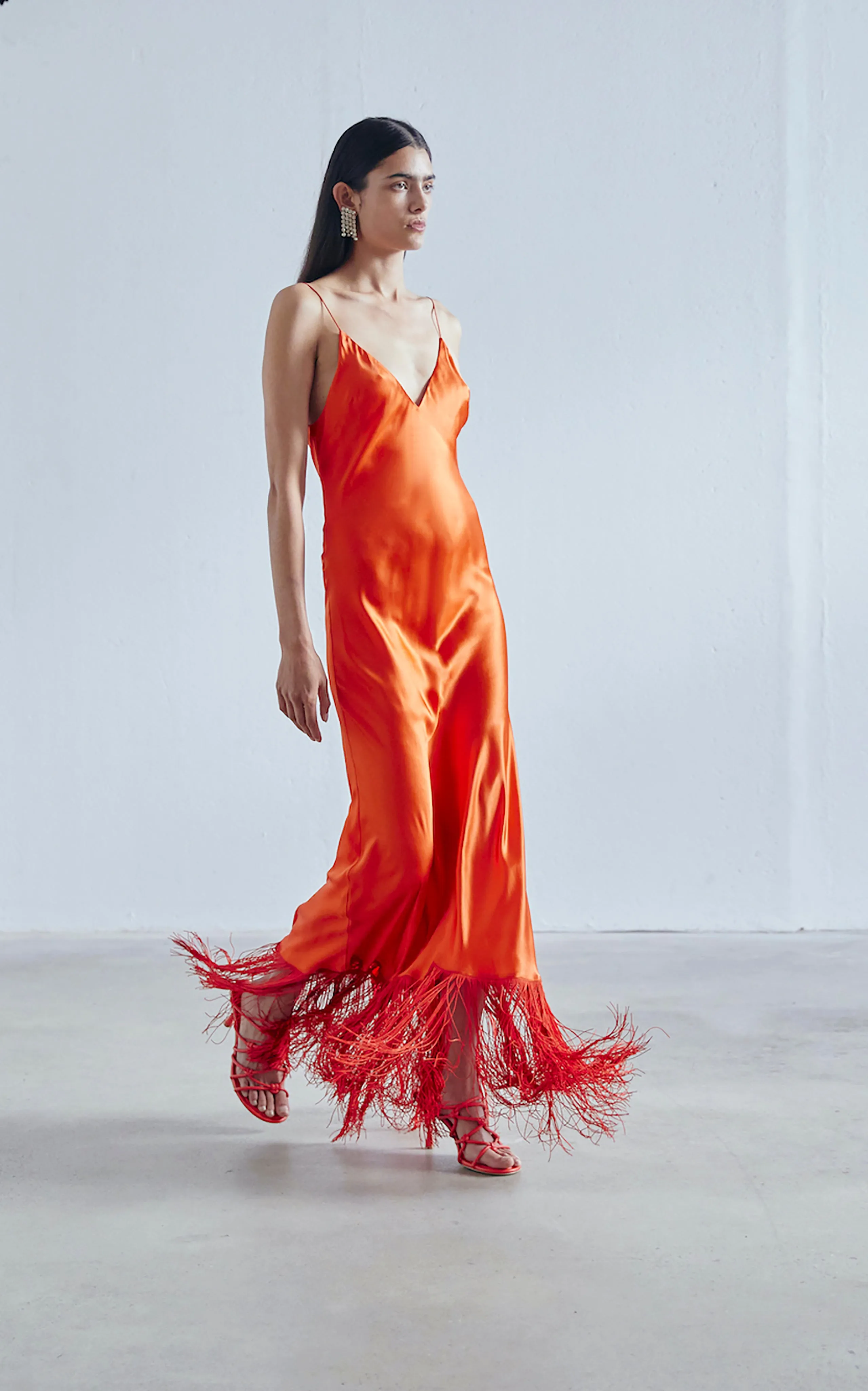 Urchin Fringed Slip Dress | Ivory