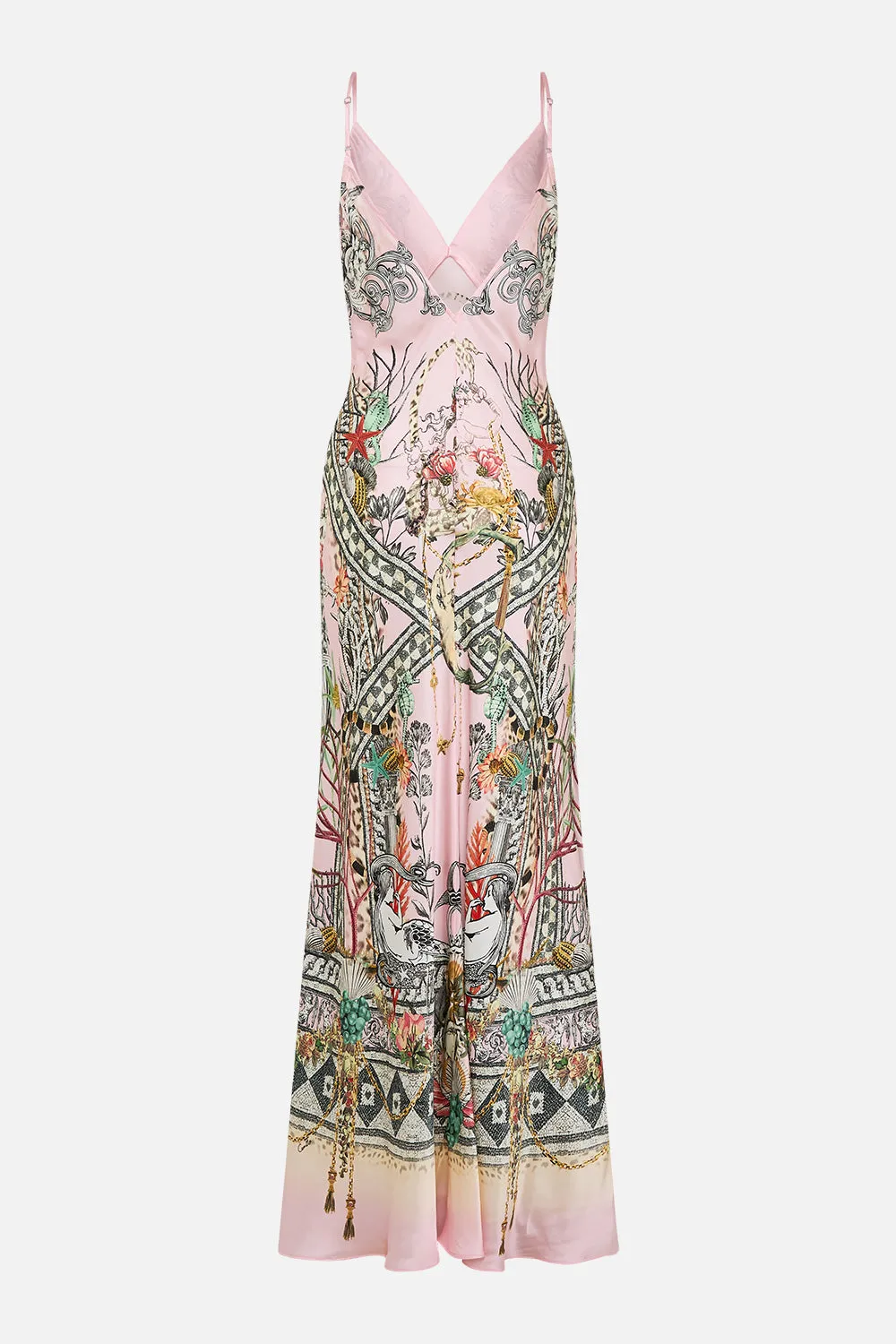 V NECK FULL LENGTH BIAS SLIP DRESS CAVE OF WONDERS