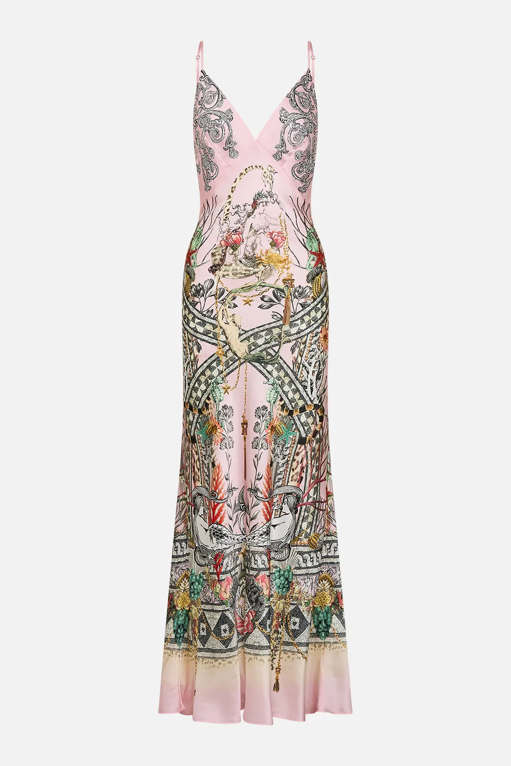 V NECK FULL LENGTH BIAS SLIP DRESS CAVE OF WONDERS