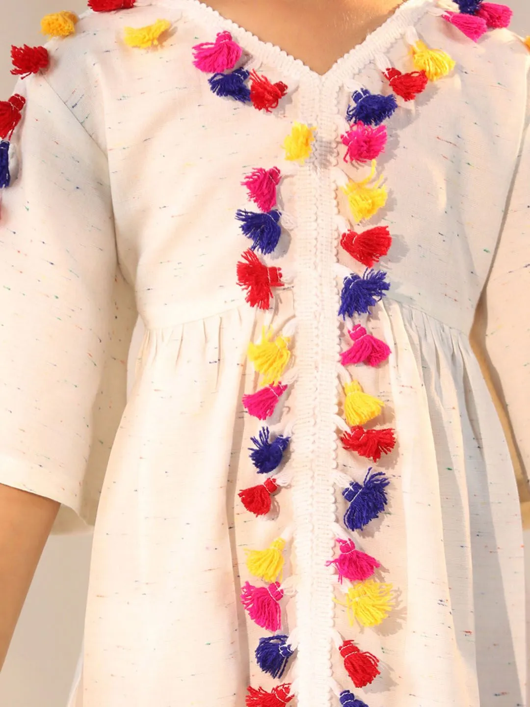 VASTRAMAY Cream Holi Special Siblings Matching Set