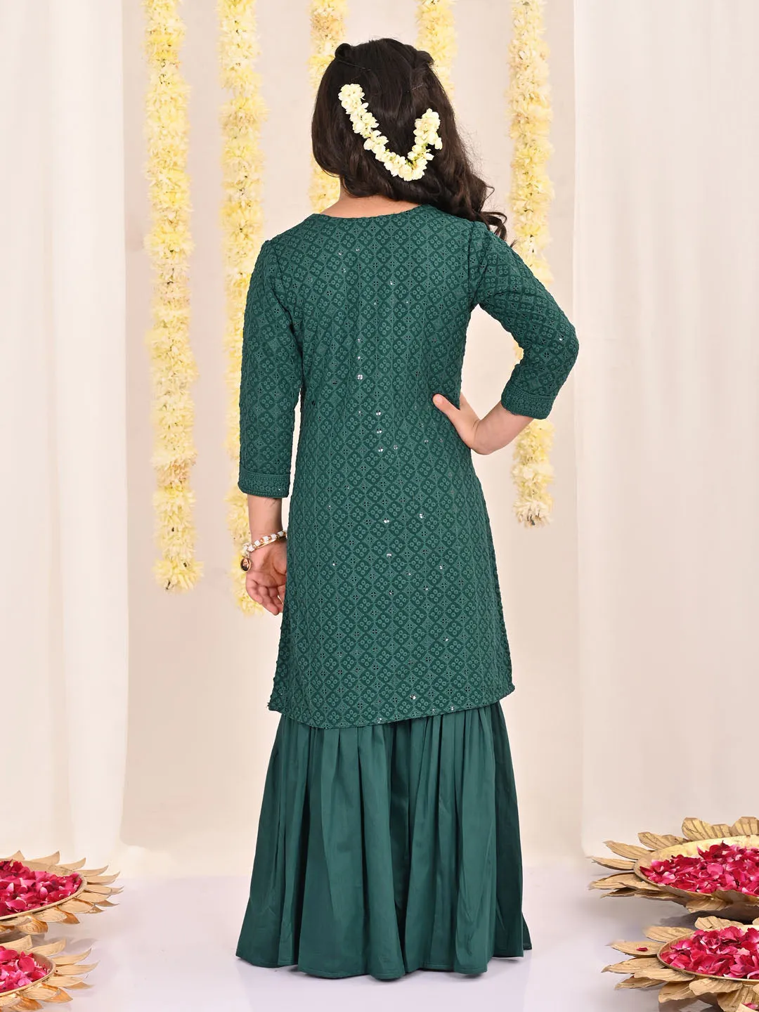 VASTRAMAY Green And White Green BHAI BEHEN Siblings Matching Set