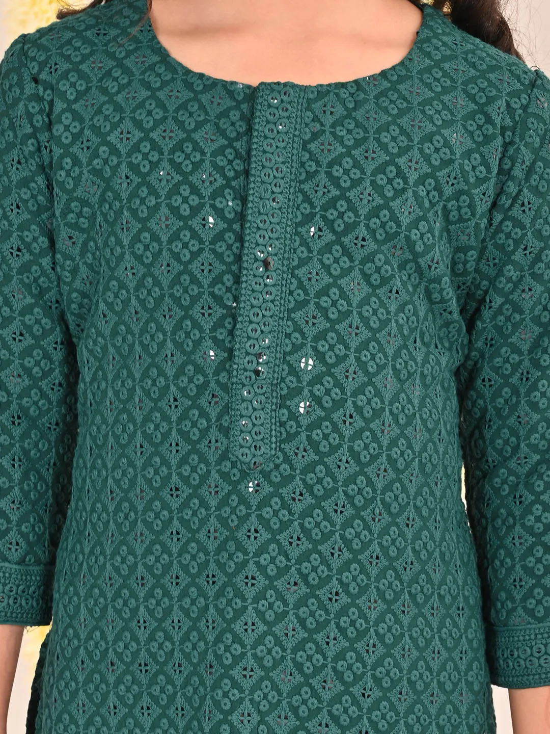 VASTRAMAY Green And White Green BHAI BEHEN Siblings Matching Set