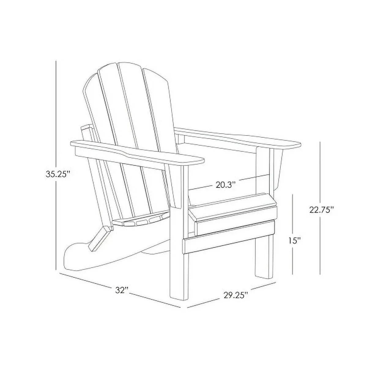 Westintrends Outdoor Folding HDPE Adirondack Chair, Patio Seat, Weather Resistant, Black