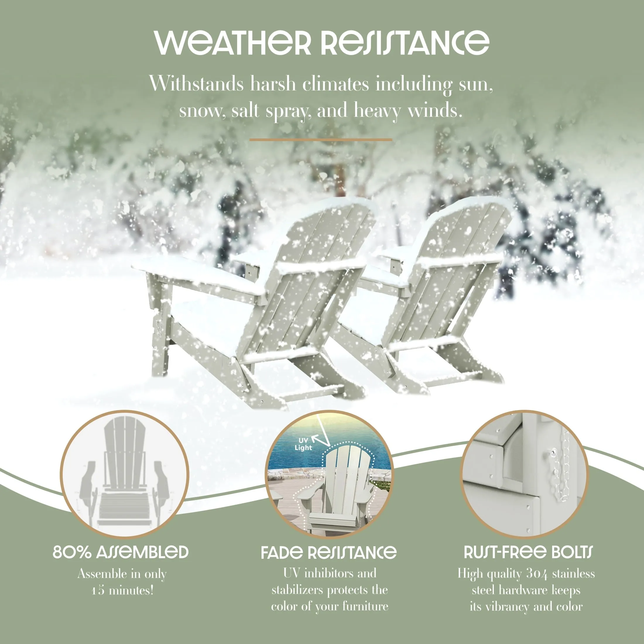 Westintrends Outdoor Folding HDPE Adirondack Chair, Patio Seat, Weather Resistant, Black