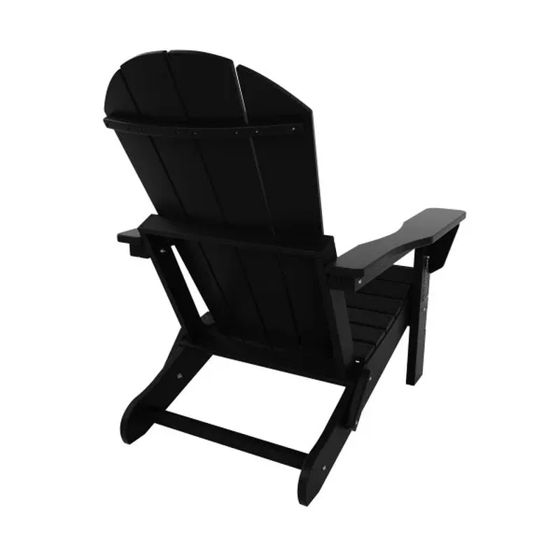 Westintrends Outdoor Folding HDPE Adirondack Chair, Patio Seat, Weather Resistant, Black