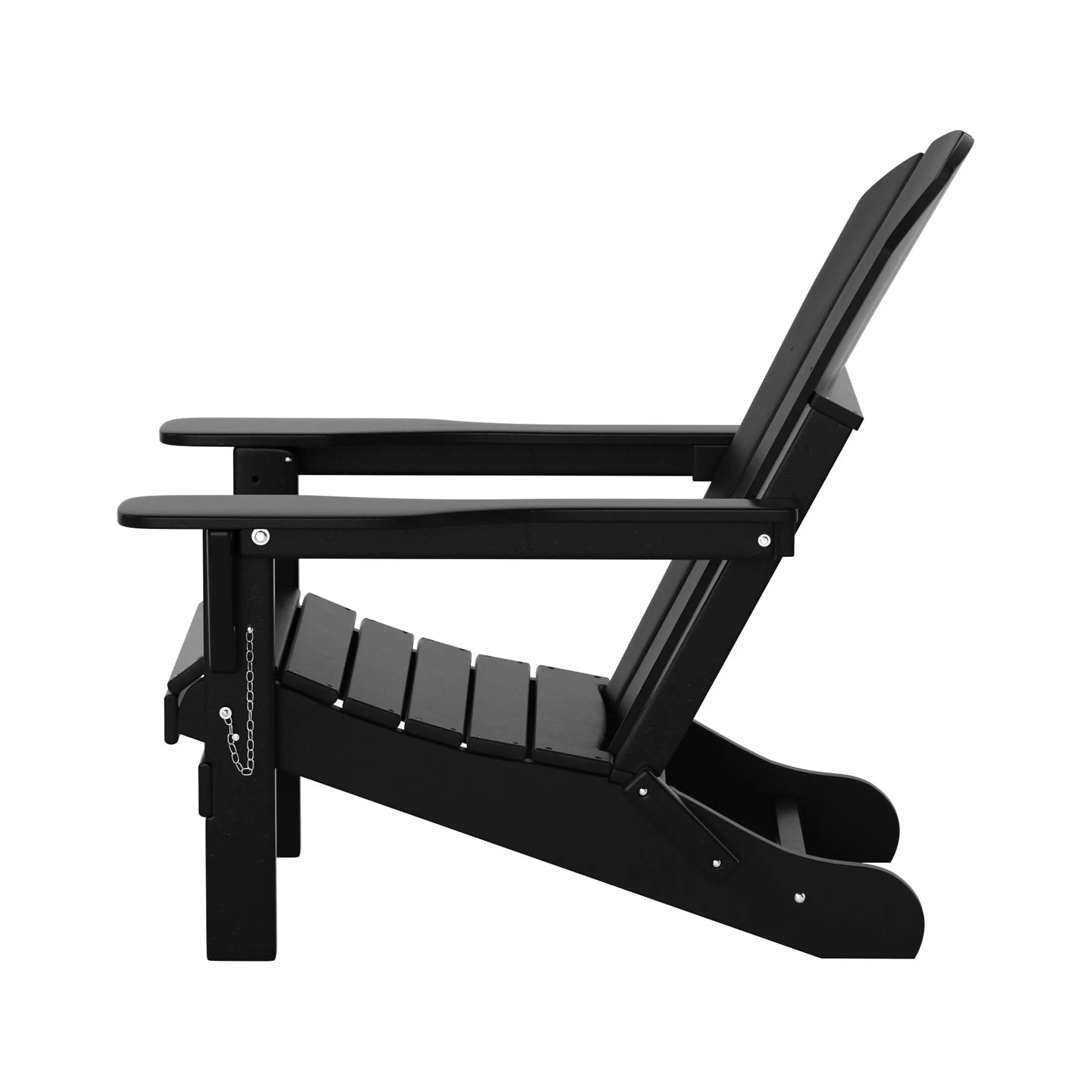 Westintrends Outdoor Folding HDPE Adirondack Chair, Patio Seat, Weather Resistant, Black