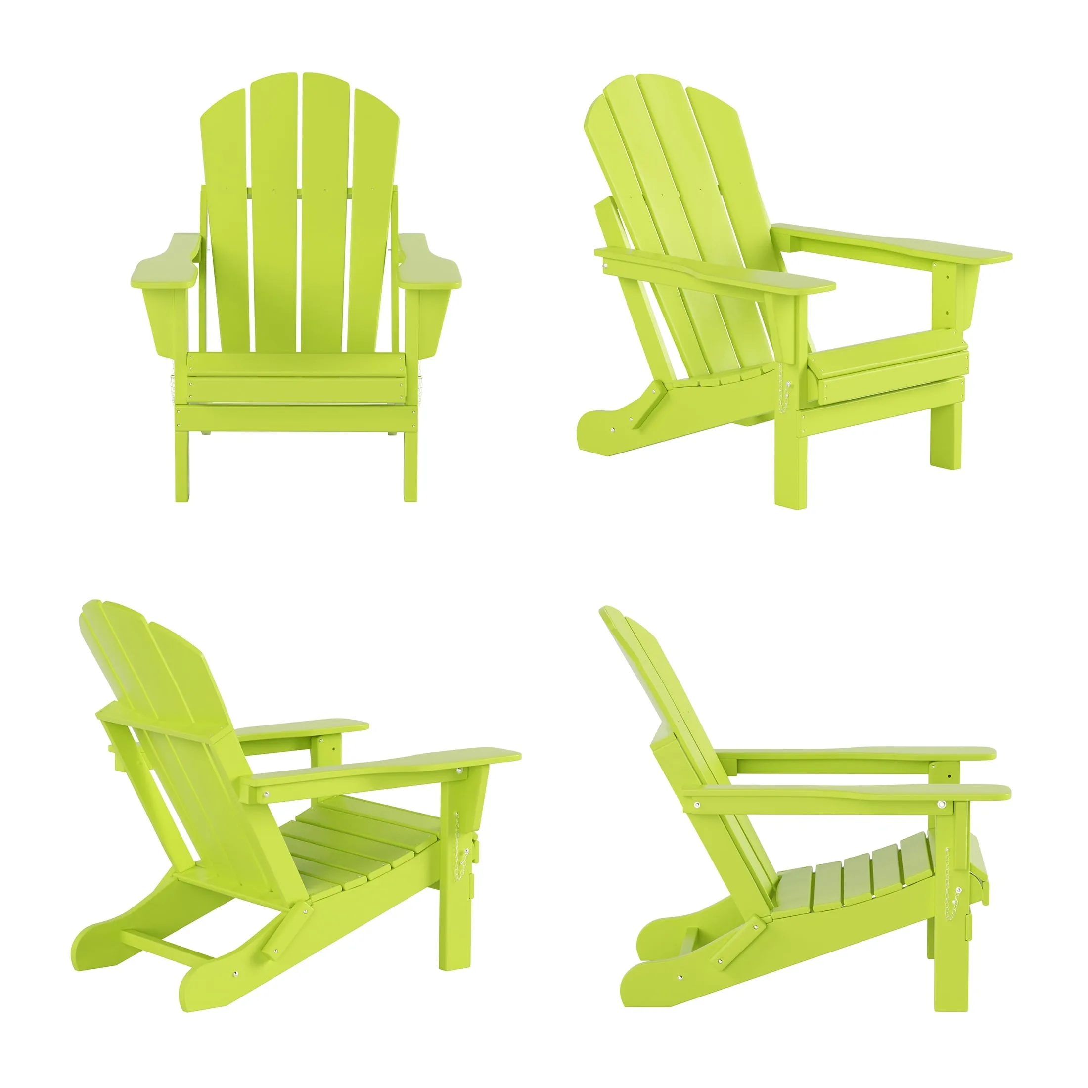 Westintrends Outdoor Folding HDPE Adirondack Chair, Patio Seat, Weather Resistant, Lime