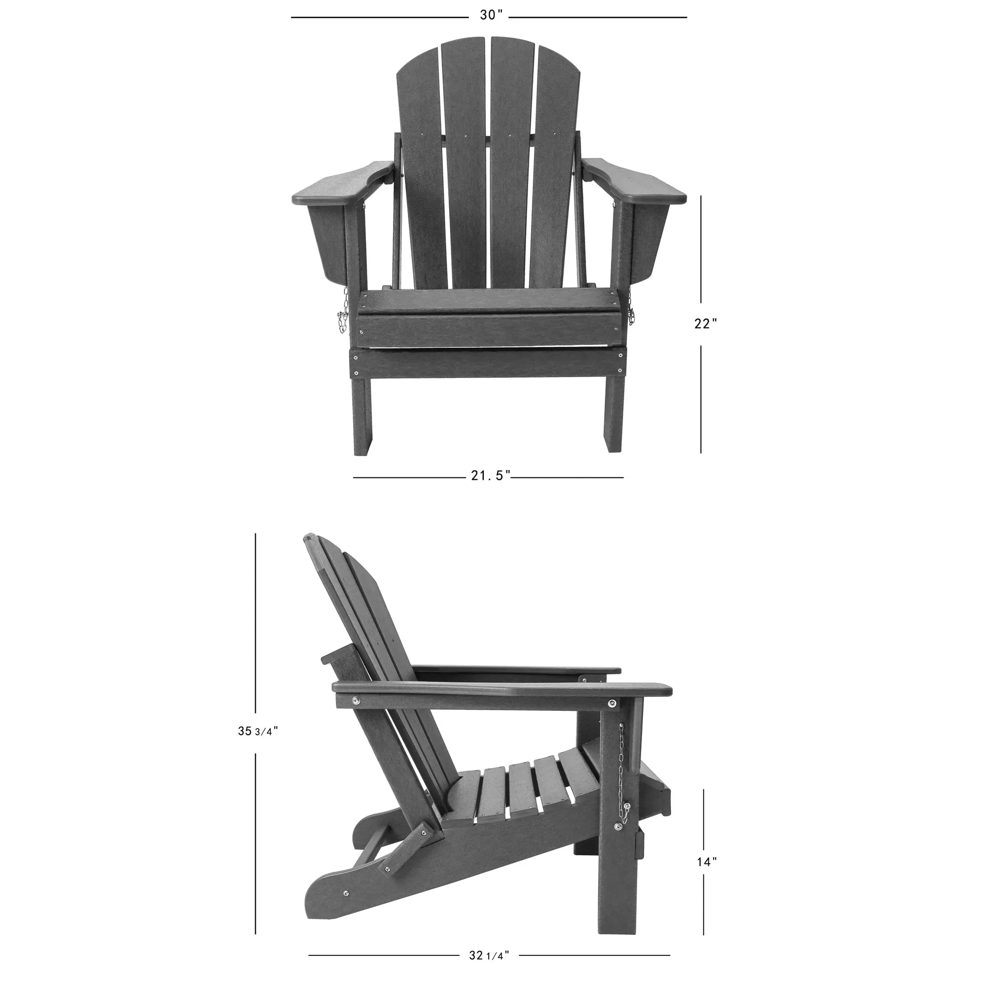 Westintrends Outdoor Folding HDPE Adirondack Chair, Patio Seat, Weather Resistant, Lime