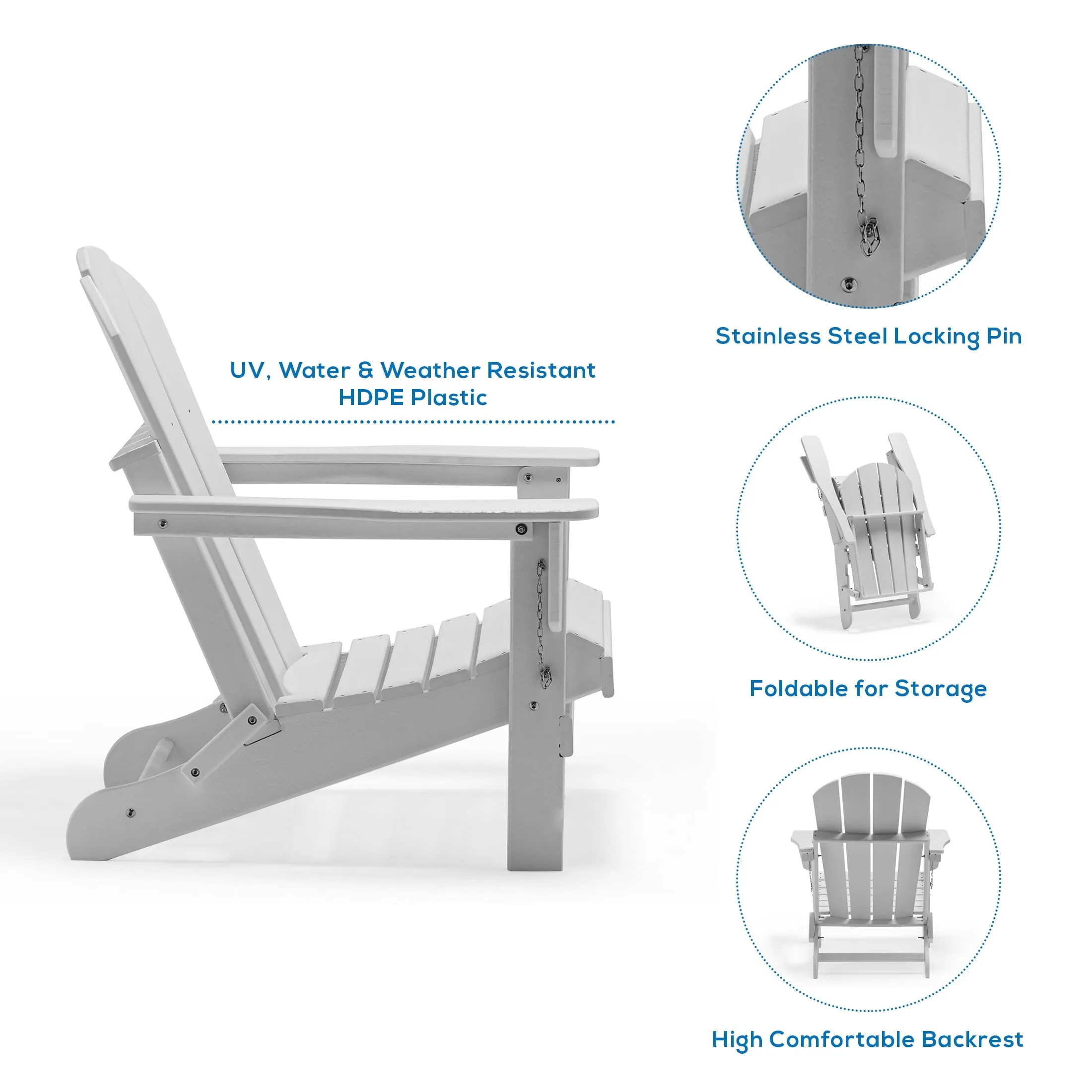 Westintrends Outdoor Folding HDPE Adirondack Chair, Patio Seat, Weather Resistant, Lime