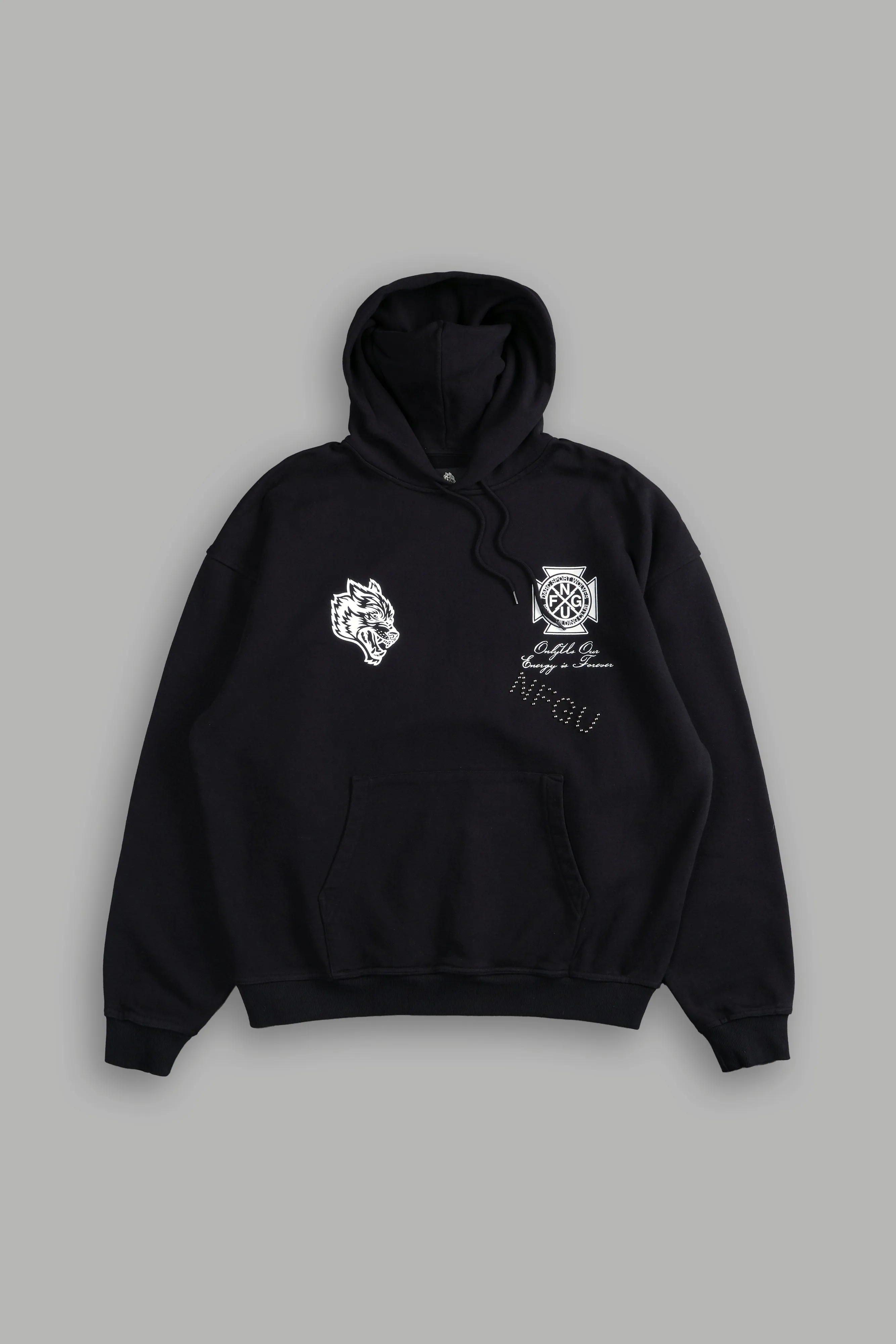 Wolves Crest "Grunge" Unisex Hoodie in Black