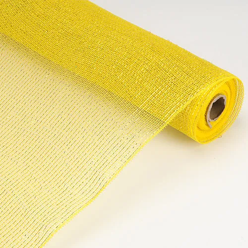 Yellow - Laser Metallic Floral Deco Mesh Wrap ( 21 Inch x 10 Yards )